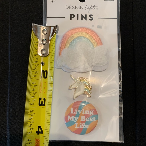 New Design Loft PINS Set of 3 Pastel Rainbow Embroidered, Unicorn & Best Life - Picture 3 of 5